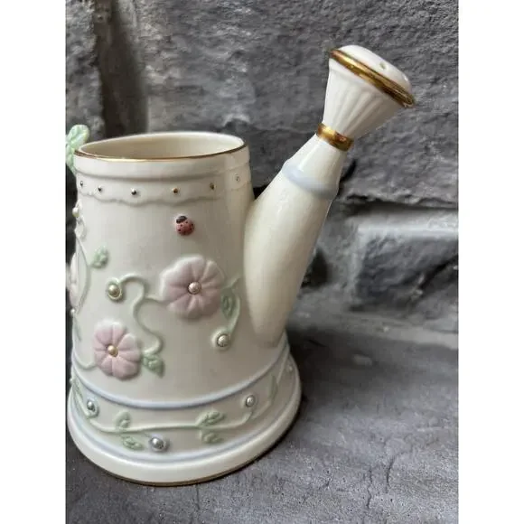 Lenox Petal And Pearls Bluebird Bud Vase Watering Can 5” Porcelain Cottagecore - Picture 6 of 11